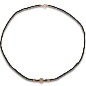 COLLANA IN ORO 18KT CON PERLE E SPINELLO NERO