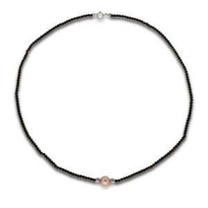 COLLANA IN ORO 18KT CON PERLE E SPINELLO NERO