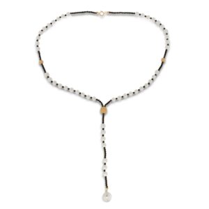 COLLANA IN ORO 18KT CON PERLE E SPINELLO NERO