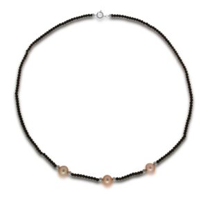 COLLANA IN ORO 18KT CON PERLE E SPINELLO NERO